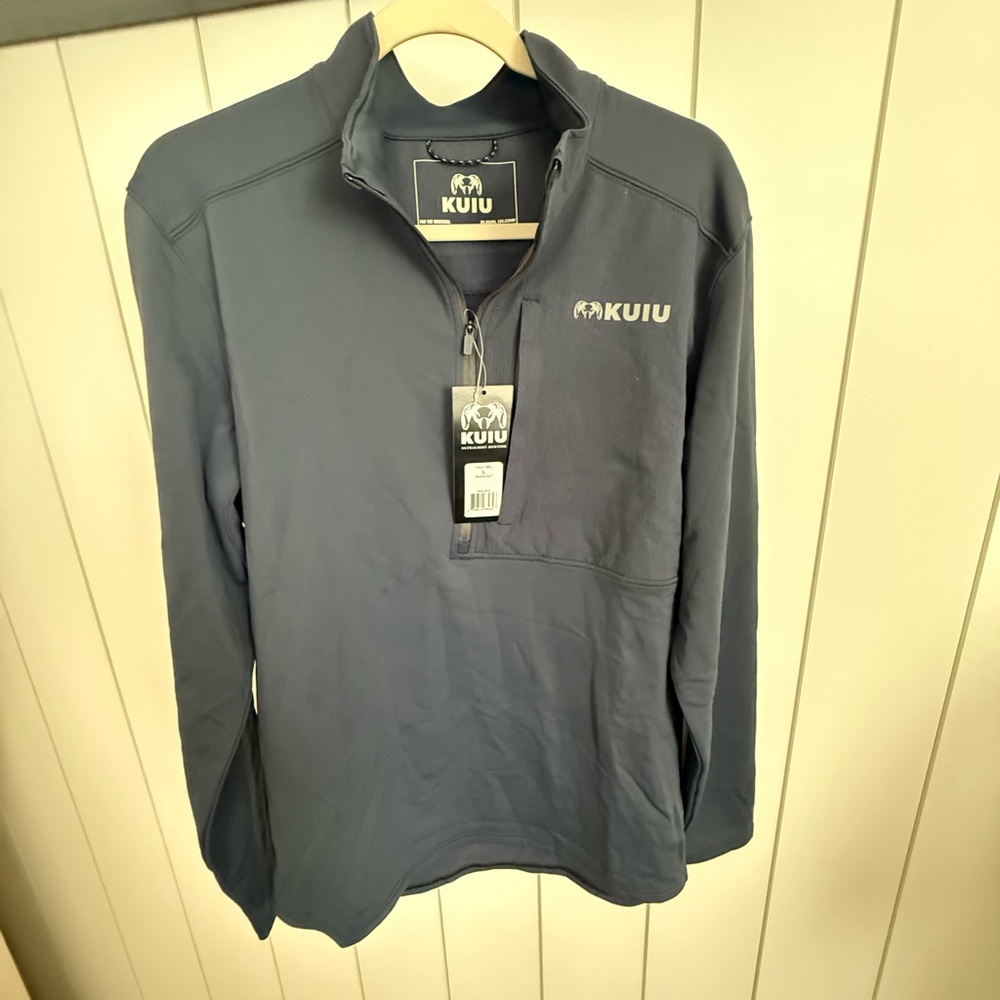 New KUIU Bicomp Jacket Size Large Steel Blue Half Zip. Sold out online